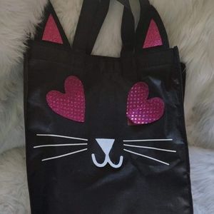 Cat Pink Face Black Trick or Treat Bag